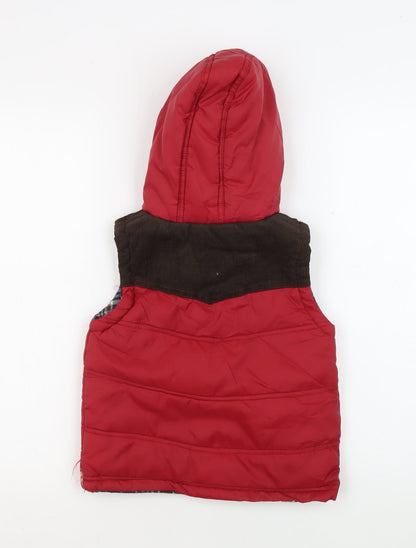 Rebel Boys Red Puffer Jacket 5-6 YRS Hooded Lined Winter Coat