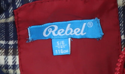 Rebel Boys Red Puffer Jacket 5-6 YRS Hooded Lined Winter Coat