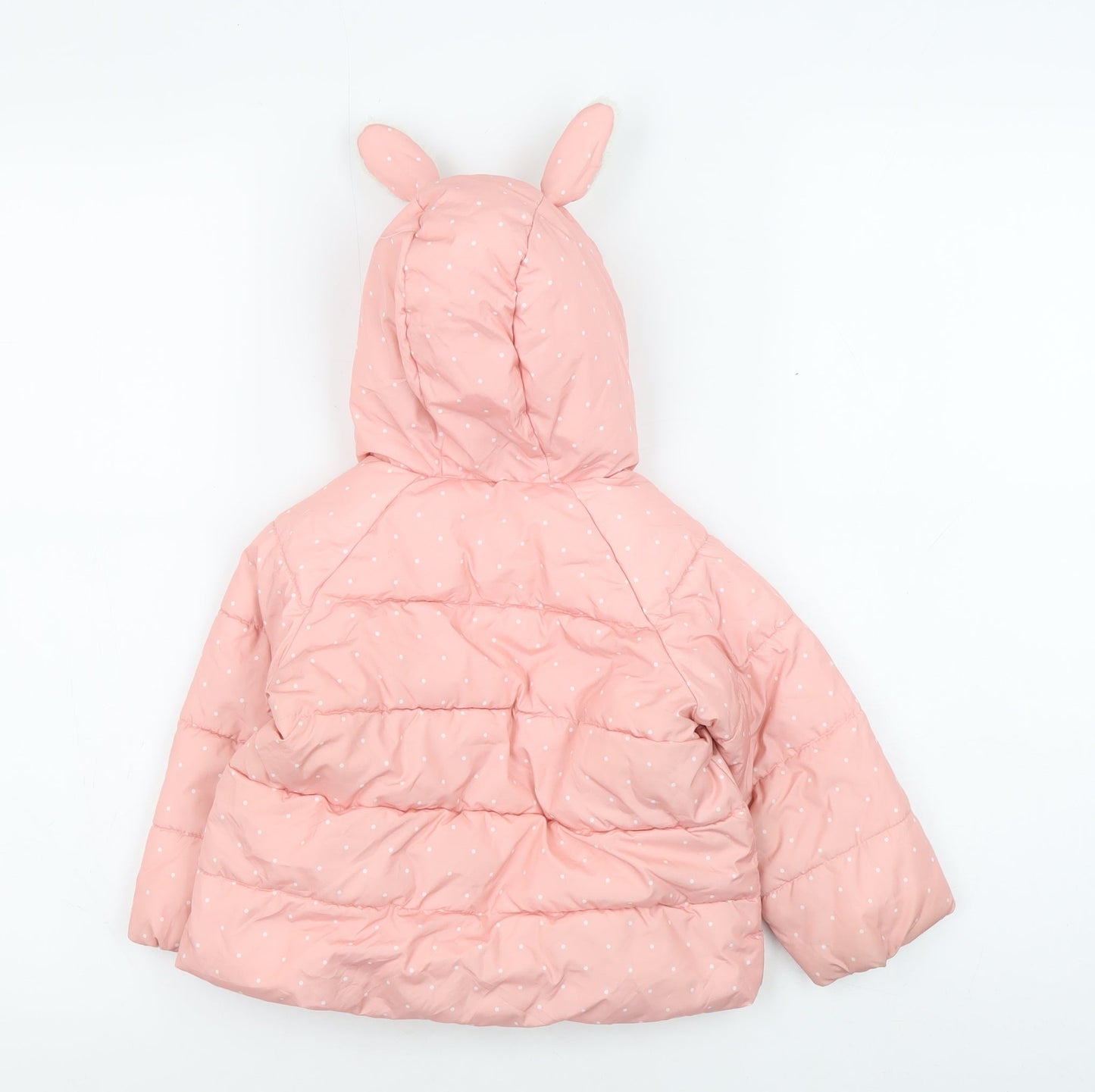 Gap Girls Pink Puffer Jacket 18-24 Months Hooded Winter Ears
