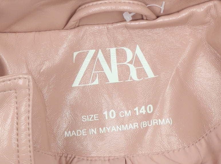 Zara Girls Pink Hooded Rain Coat Size 10 Years