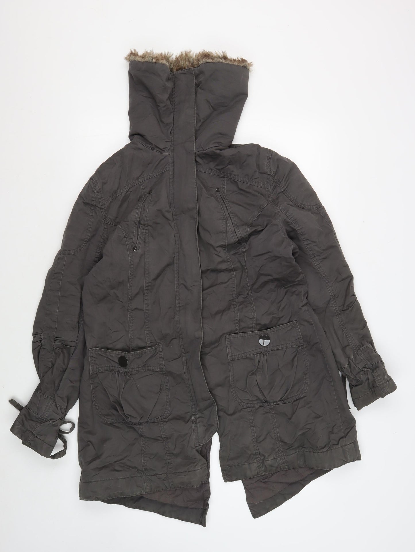 Womens UK Size 16 Dorothy Perkins Grey Parka Coat