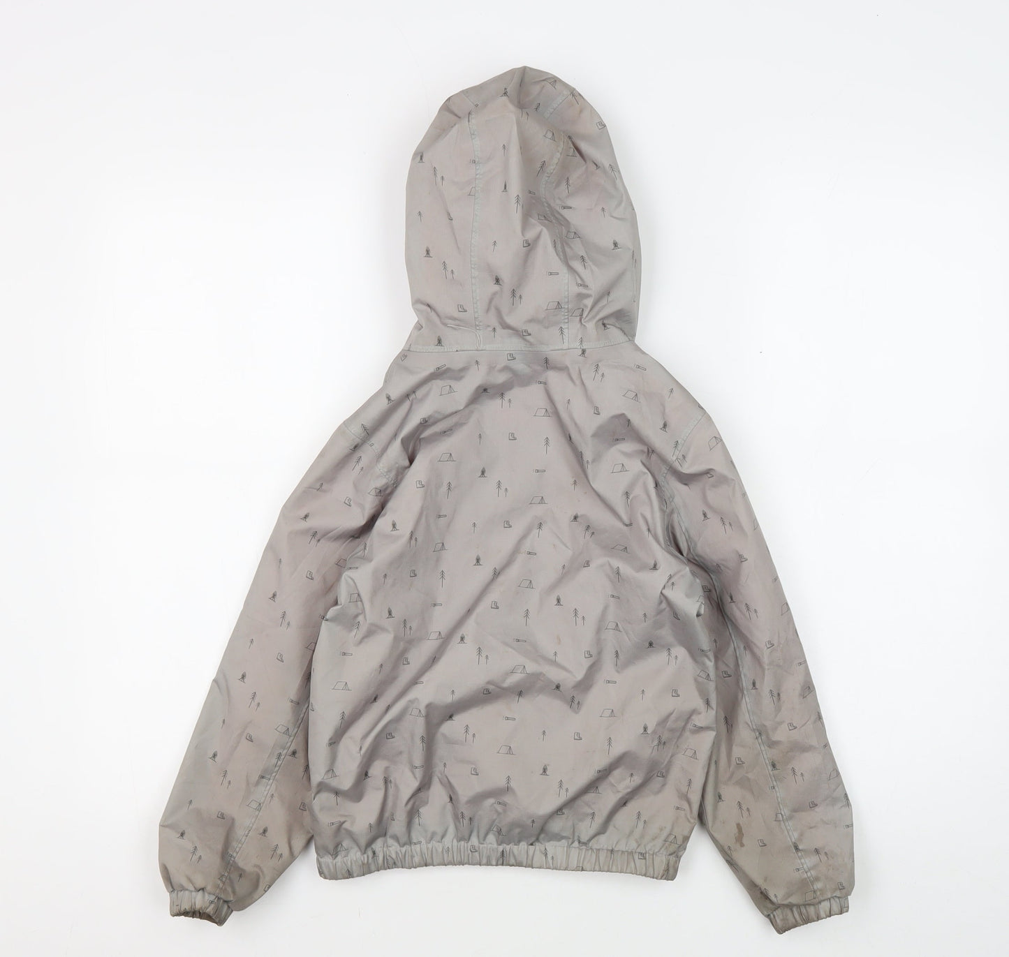 Decathlon Girls' Grey Rain Coat, Size 6, Hooded Outdoor Jacket