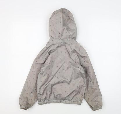 Decathlon Girls' Grey Rain Coat, Size 6, Hooded Outdoor Jacket