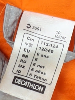 Decathlon Girls' Grey Rain Coat, Size 6, Hooded Outdoor Jacket