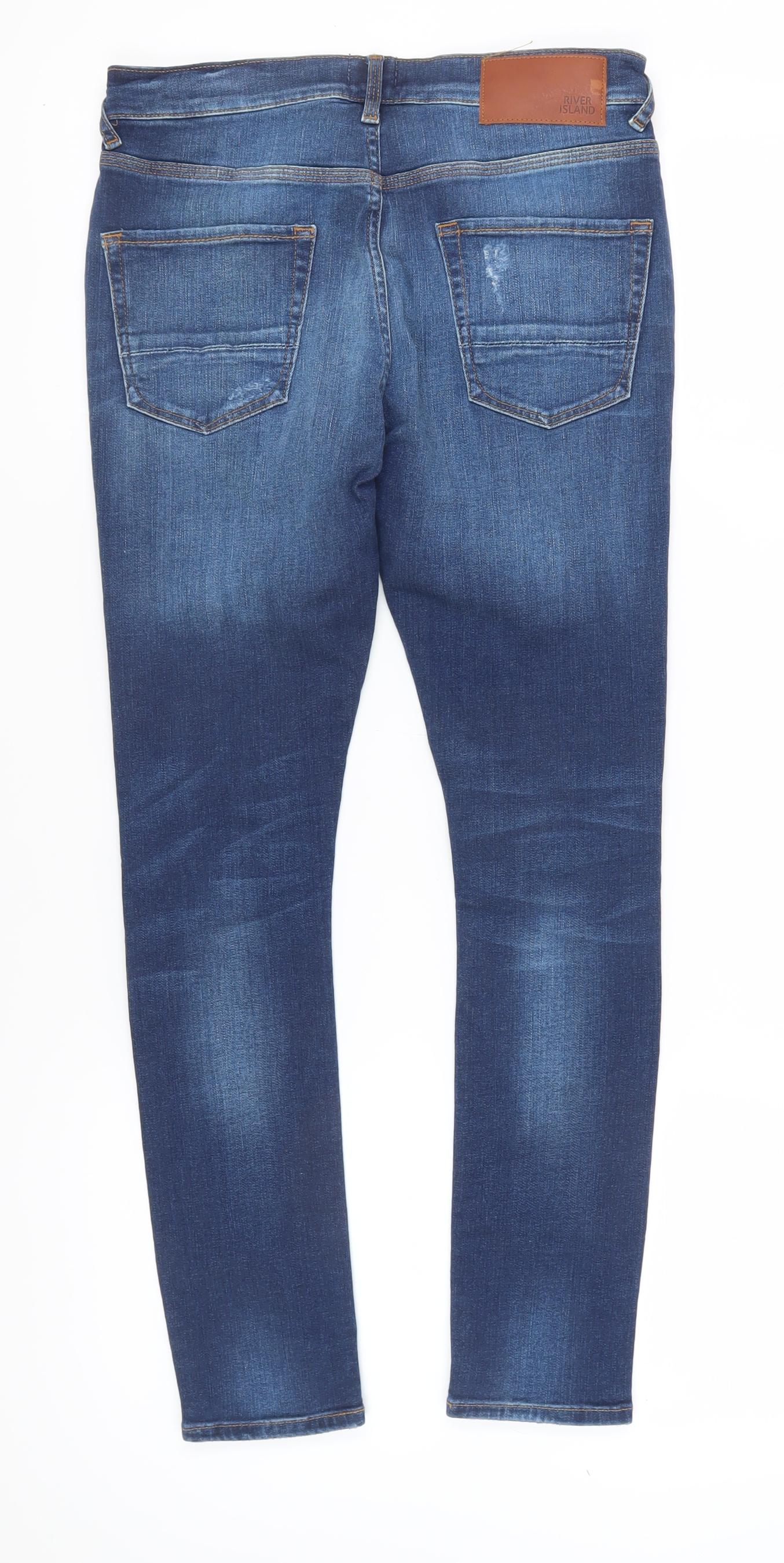 Mens UK Size 30 River Island Slim Fit Skinny Blue Jeans