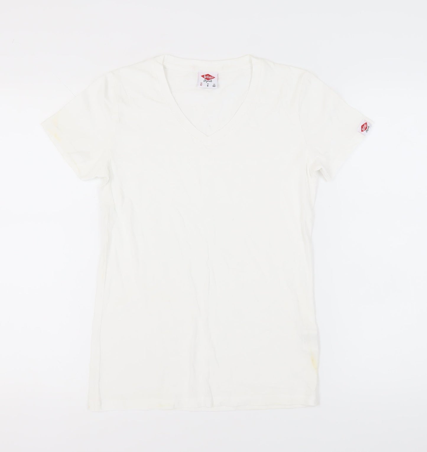 Womens UK Size 12 Lee Cooper White Basic T-Shirt