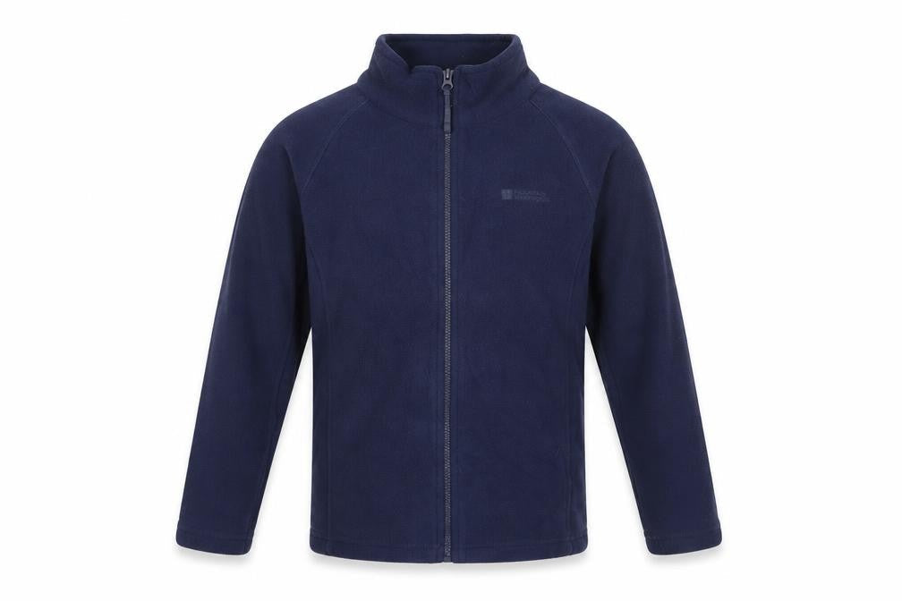 Front view of Mountain Warehouse boys’ blue fleece jacket 9-10 years