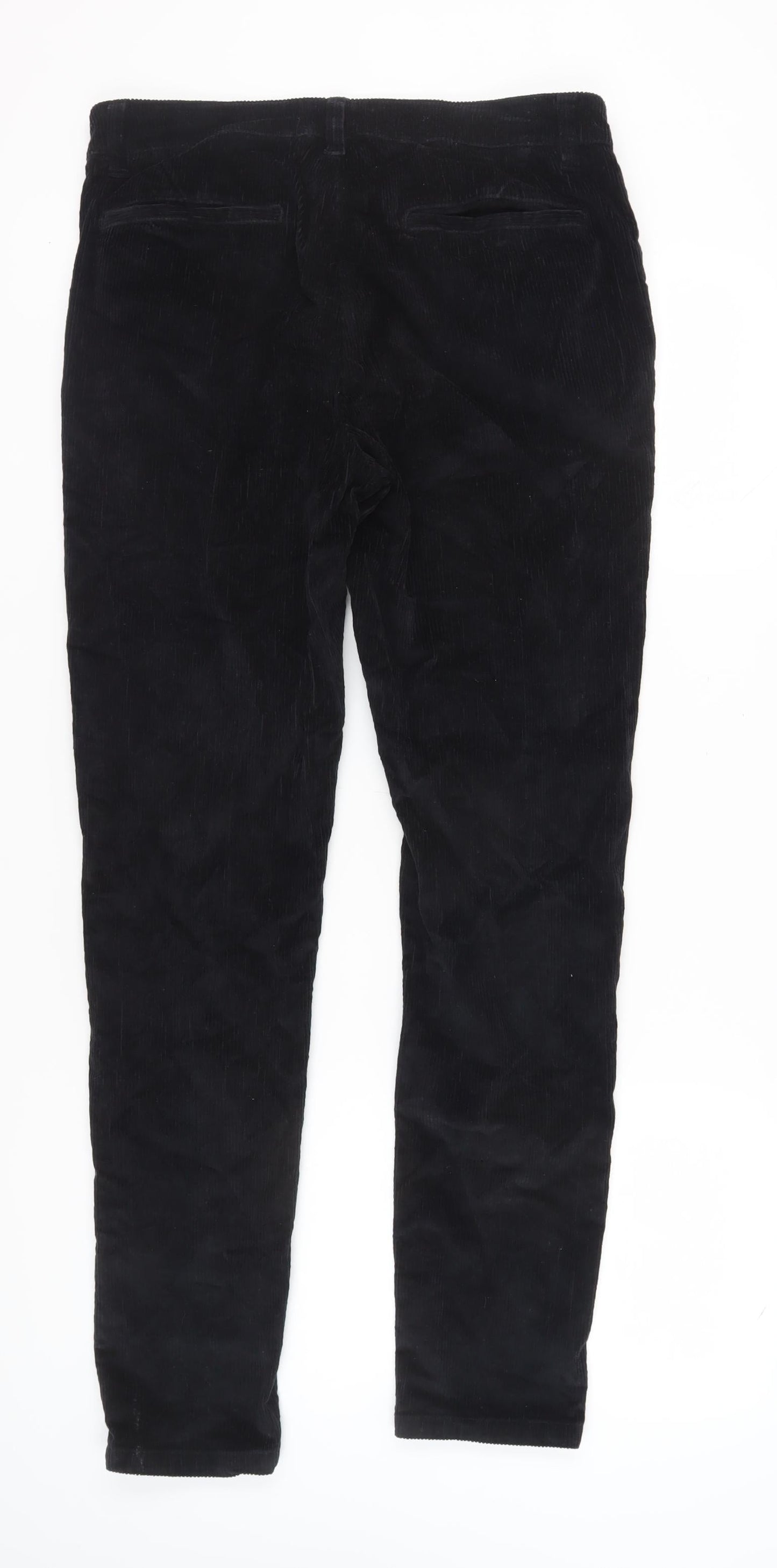 ASOS DESIGN Men's Black Corduroy Trousers, Size 34