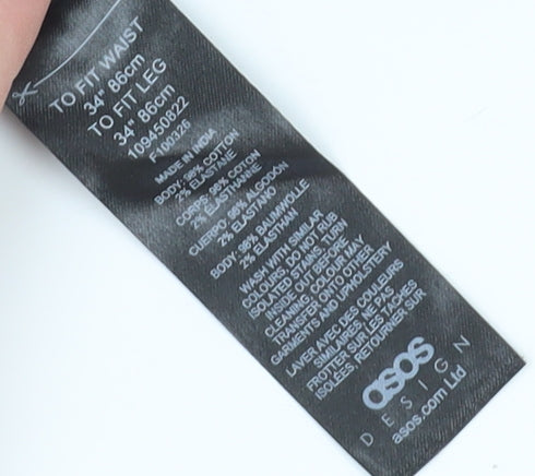 ASOS DESIGN Men's Black Corduroy Trousers, Size 34