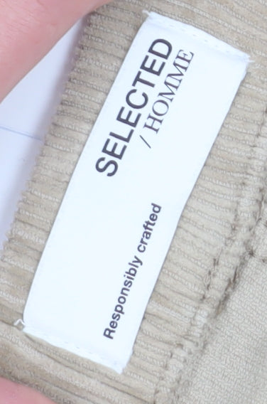 Selected Homme Men's Beige Corduroy Jogger, Size 32