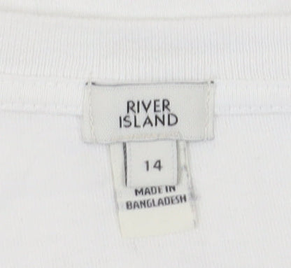 Womens UK Size 14 River Island White  T-Shirt