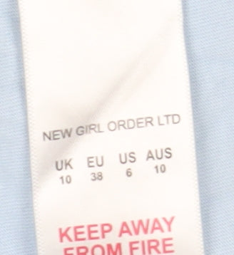 Womens UK Size 10 New Girl Order Blue Basic T-Shirt