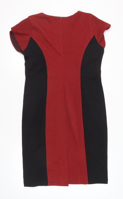 Collection London Women’s Red Black Sheath Dress Sz 14