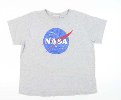 Unisex Adults UK Size XL NASA Grey Basic T-Shirt