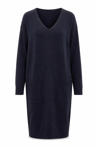 Next Women's Black Jumper Dress, Size 8, V-Neck, Knit, Pockets