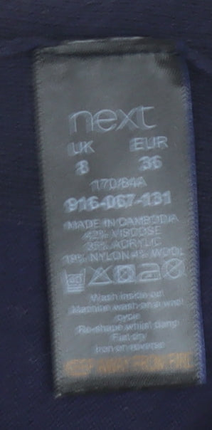 Next Women's Black Jumper Dress, Size 8, V-Neck, Knit, Pockets