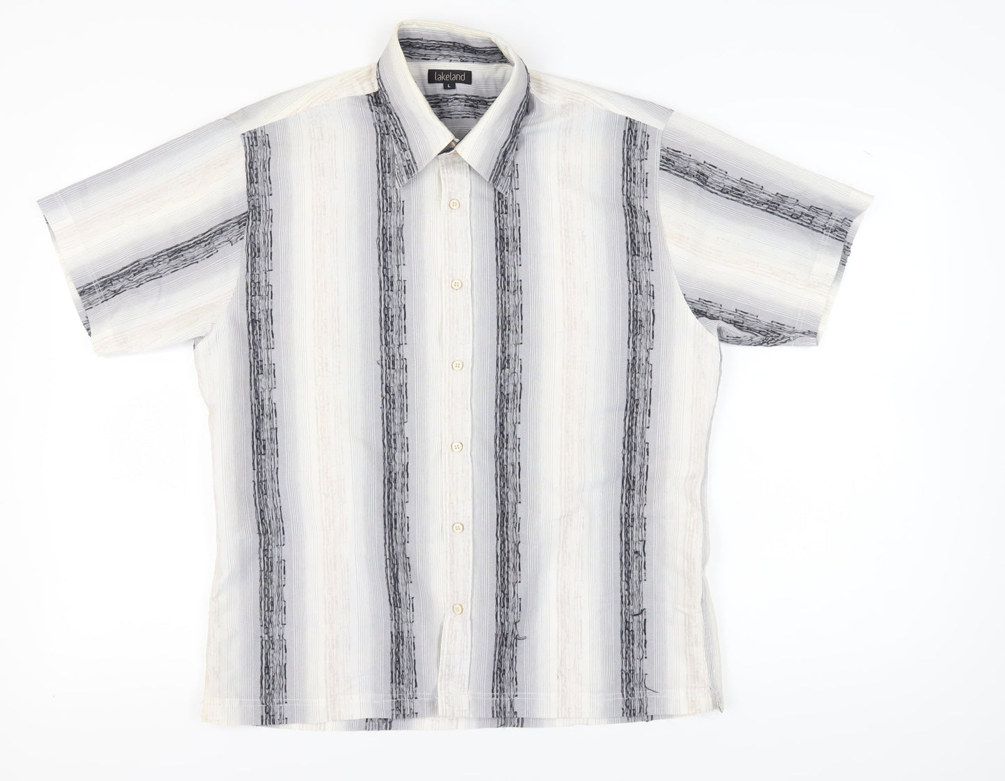 Lakeland Men's Multicoloured Striped Short Sleeve Shirt L