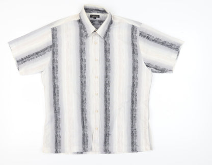 Lakeland Men's Multicoloured Striped Short Sleeve Shirt L