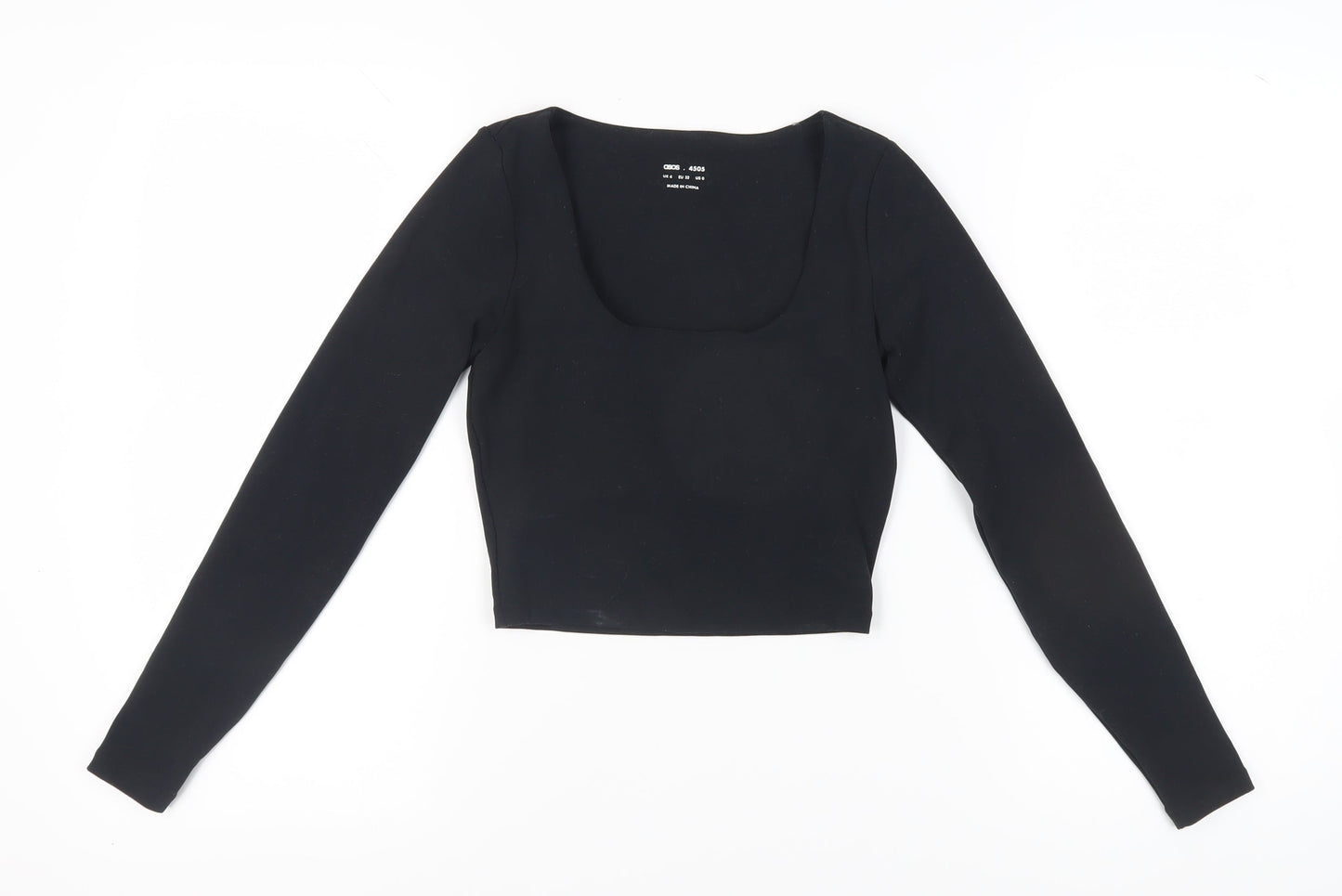 ASOS Women Black Cropped Long Sleeve Top UK 4
