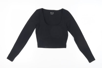ASOS Women Black Cropped Long Sleeve Top UK 4