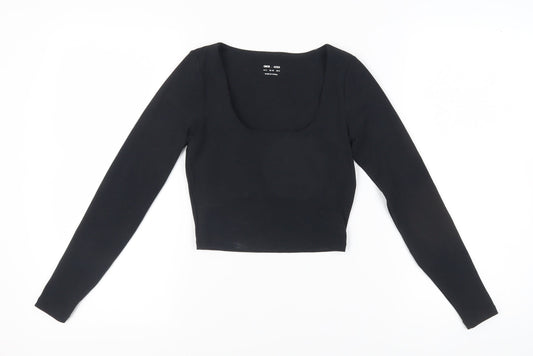 ASOS Women Black Cropped Long Sleeve Top UK 4