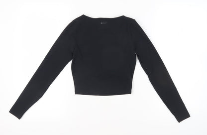 ASOS Women Black Cropped Long Sleeve Top UK 4