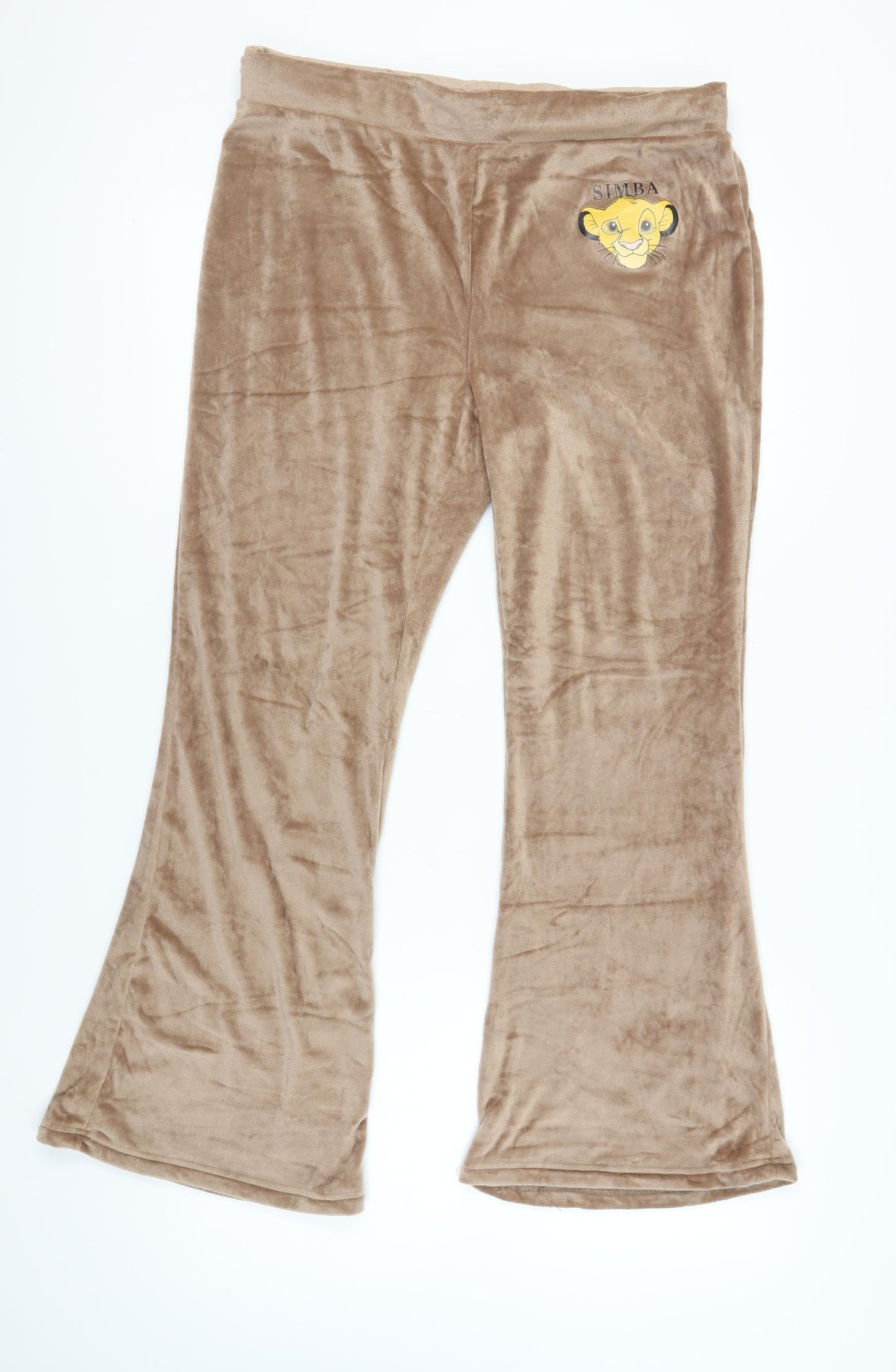 Disney Women’s Brown Flared Velour Trousers L