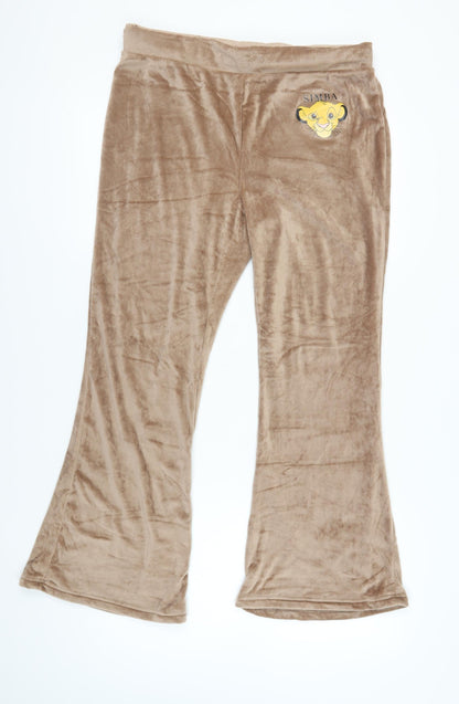 Disney Women’s Brown Flared Velour Trousers L