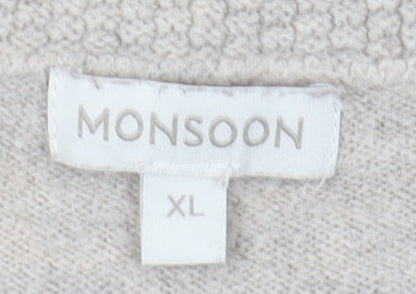 Womens UK Size XL Monsoon Beige Pullover Jumper