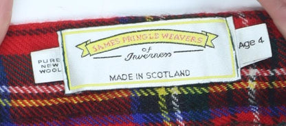 James Pringle Girls Red Wool Pleated Skirt, Age 4