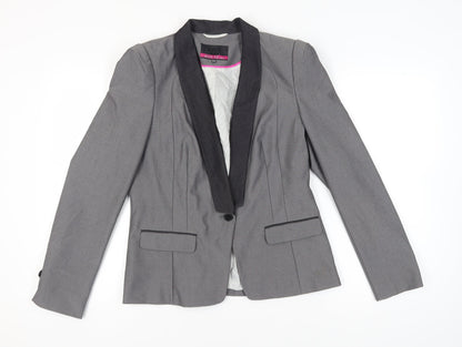Next Women's Grey Blazer, Size 16, Slim Fit, Shawl Lapel