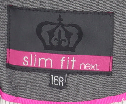 Next Women's Grey Blazer, Size 16, Slim Fit, Shawl Lapel