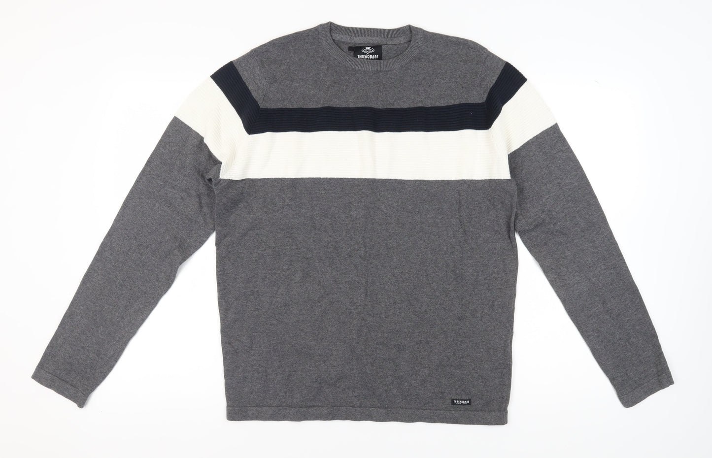 Threadbare Men's Grey L Pullover Crew Neck Jumper