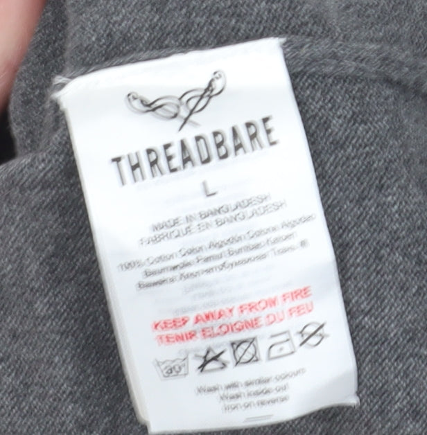 Threadbare Men's Grey L Pullover Crew Neck Jumper