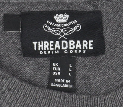 Threadbare Men's Grey L Pullover Crew Neck Jumper