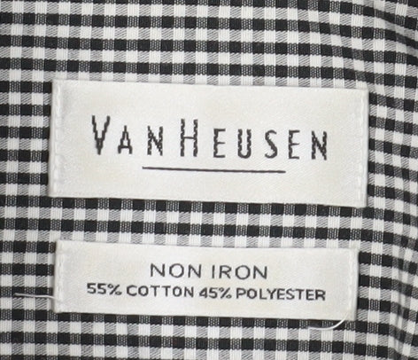 Van Heusen Men's Black Check Long Sleeve Shirt Size 16