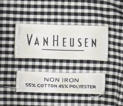 Van Heusen Men's Black Check Long Sleeve Shirt Size 16