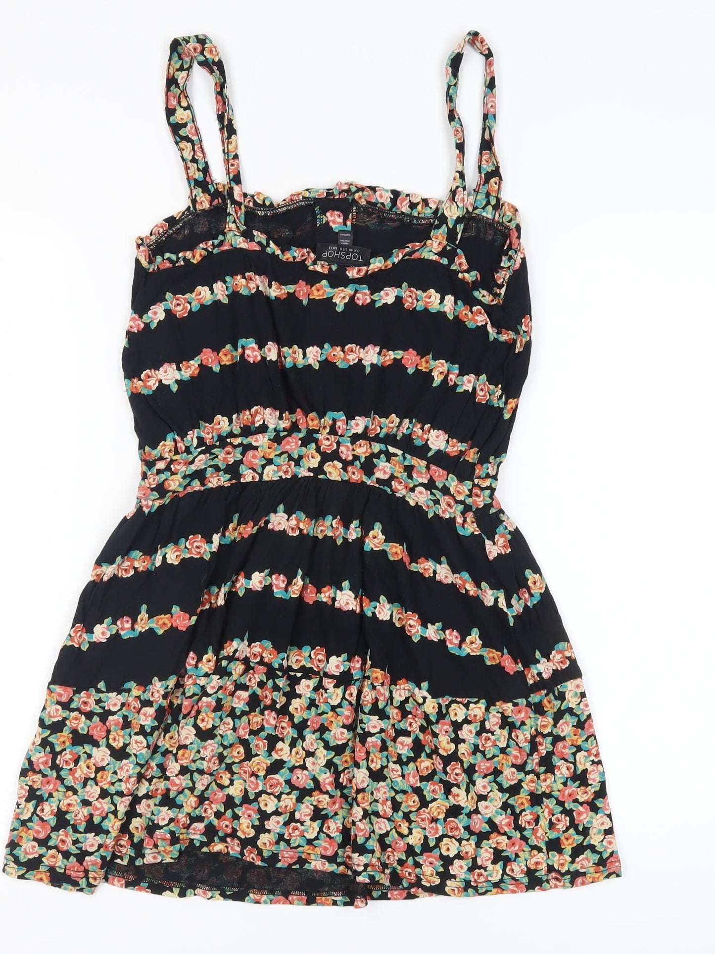Topshop Women's Floral Black Camisole Top Size 12