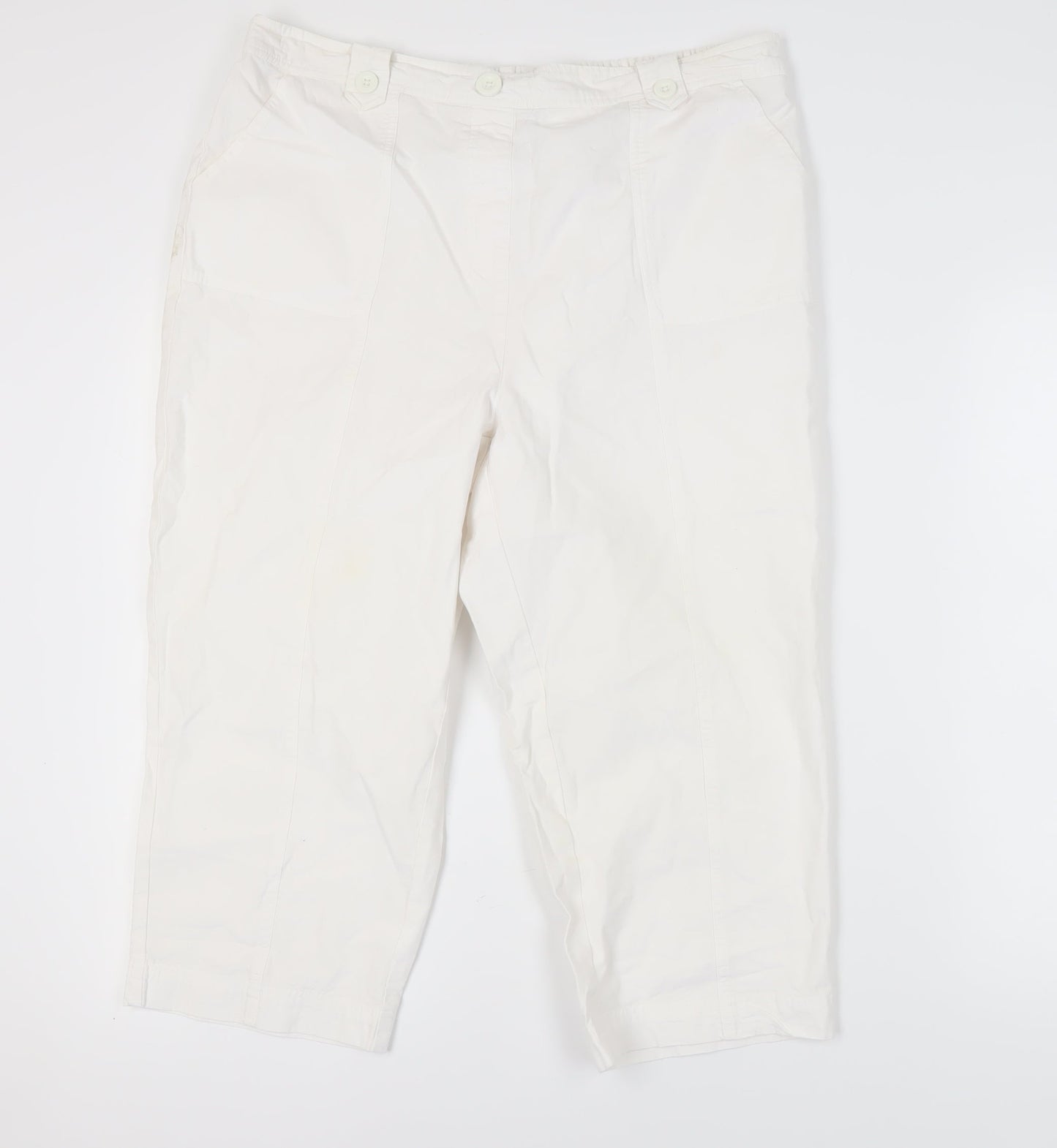 Izabel Women's White Cropped Trousers, Size 18