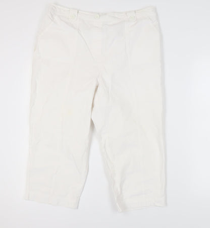 Izabel Women's White Cropped Trousers, Size 18