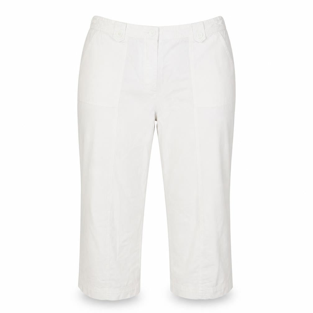 Front view of Izabel Women's White Cropped Trousers, size 18