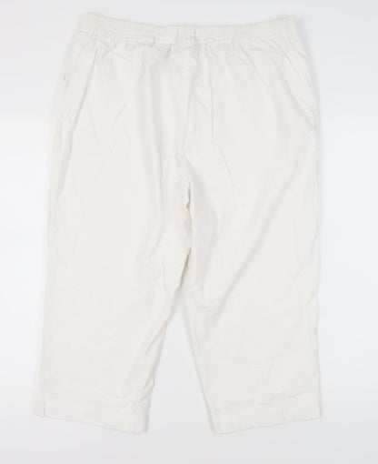 Izabel Women's White Cropped Trousers, Size 18