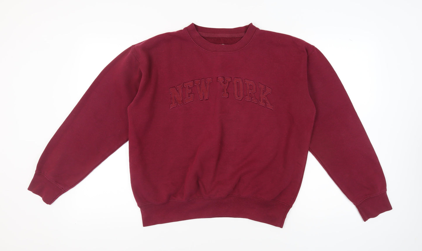 New York Popular Women's Red Sweatshirt M Cotton Blend