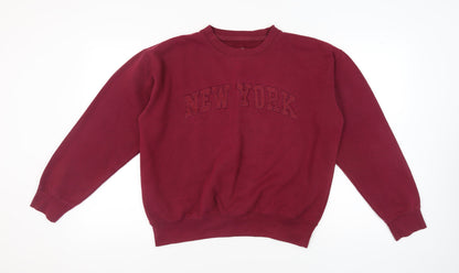 New York Popular Women's Red Sweatshirt M Cotton Blend