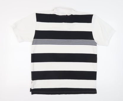 Lonsdale Men's Black Striped Polo Shirt - Large