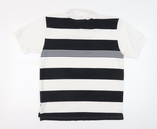 Lonsdale Men's Black Striped Polo Shirt - Large