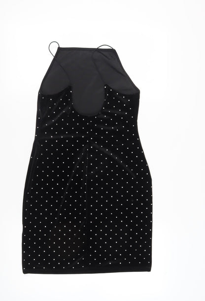 H&M Women's Black Polka Dot Bodycon Midi Dress, Size 12