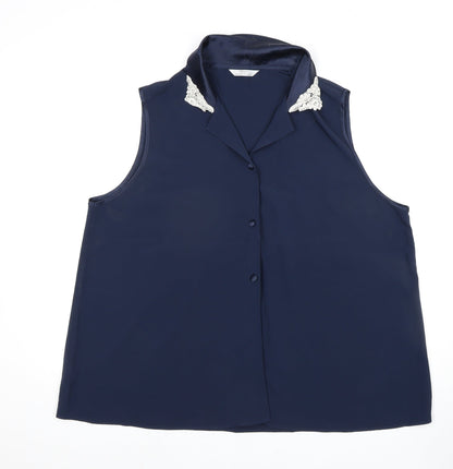 Womens UK Size 14 Marks and Spencer Blue Basic Blouse