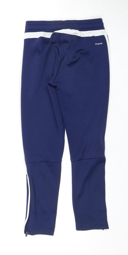 Adidas Boys Blue Track Pants 7-8 Years with Side Stripes