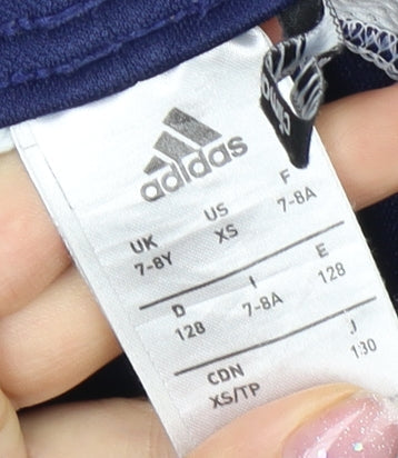 Adidas Boys Blue Track Pants 7-8 Years with Side Stripes
